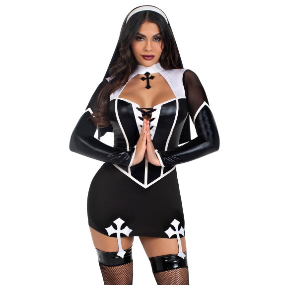 COSTUME TRAVESTIMENTO DA SUORA SEXY 2 PEZZI PER DONNA LEG AVENUE