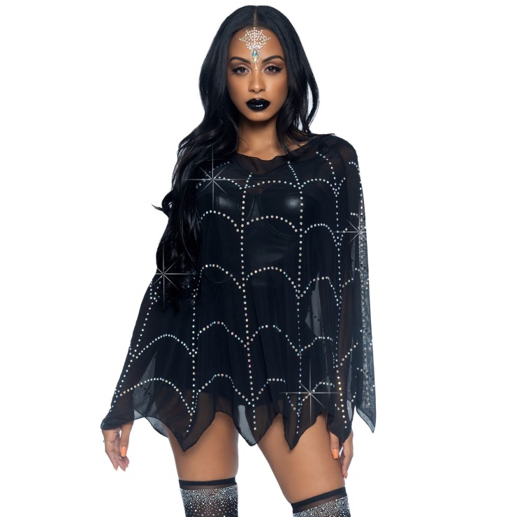 PONCHO ACCESSORIO TRAVESTIMENTO SEXY CON RAGNATELA A...