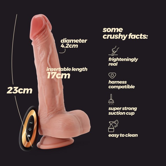 FALLO DILDO REALISTICO 23 CM SU E GIÙ, ROTAZIONE, VIBRAZIONE, RISCALDANTE INVIKTUS