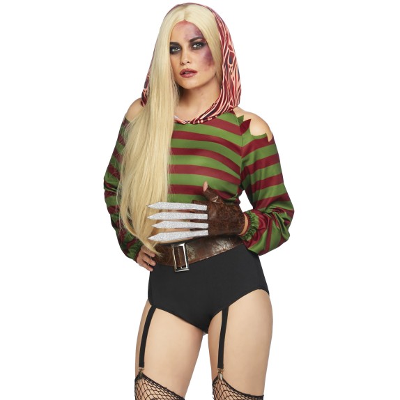 COSTUME 3 PEZZI TRAVESTIMENTO DA DONNA KRUEGER DREAM KILLER LEG AVENUE