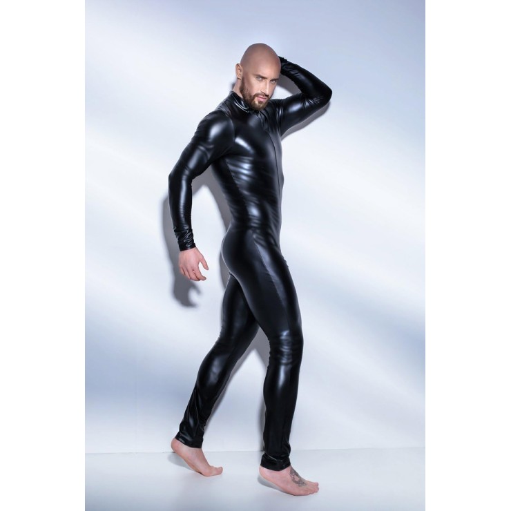 SEXY TUTA INTERA PER UOMO IN SPANDEX EFFETTO BAGNATO CON ZIP 2