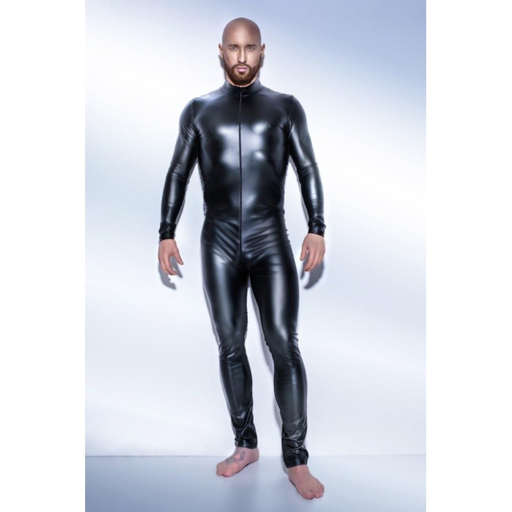 SEXY TUTA INTERA PER UOMO IN SPANDEX EFFETTO BAGNATO CON ZIP