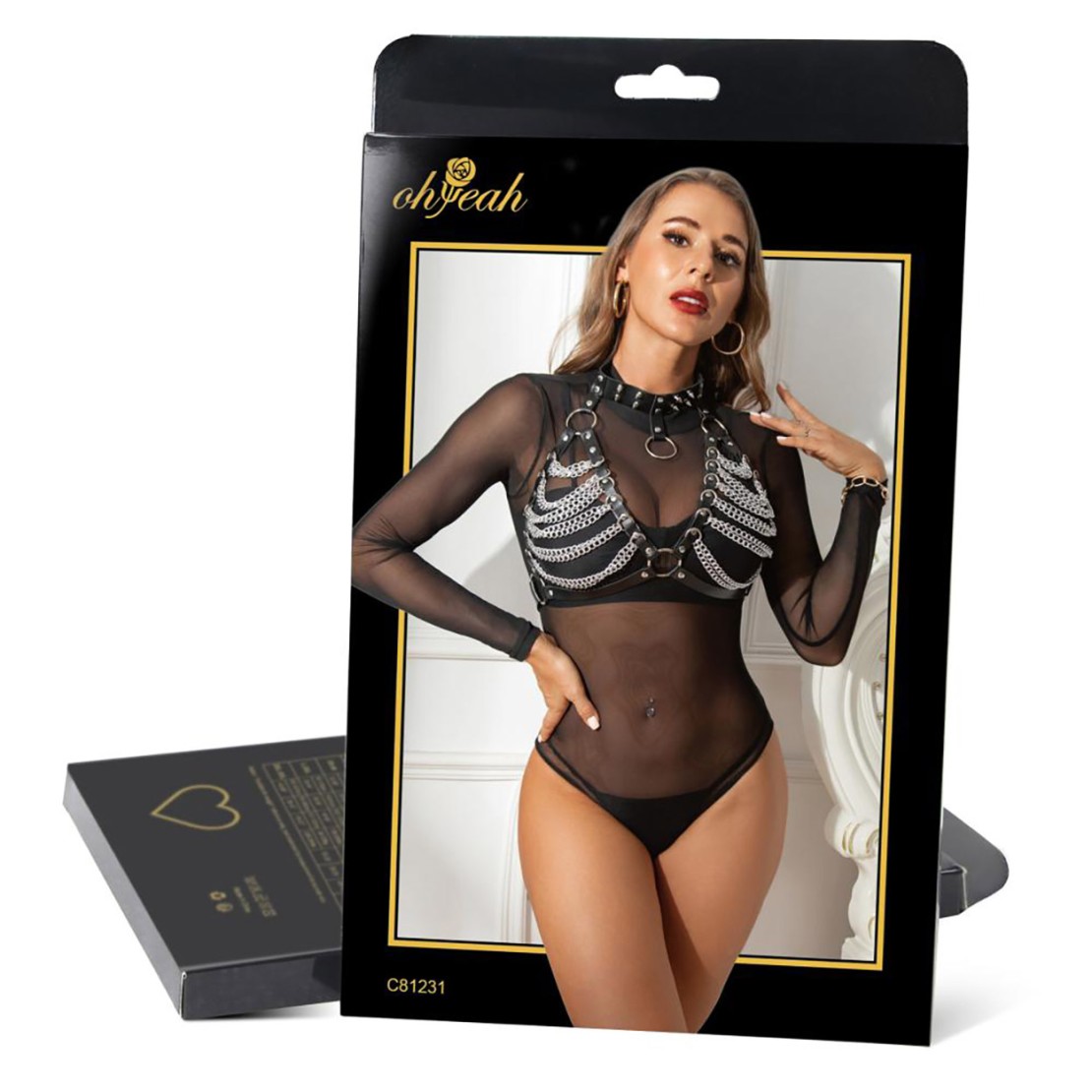REGGISENO HARNESS CON CATENE SEXY PER DONNA IN...