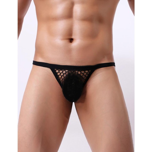 PERIZOMA SEXY DA UOMO A RETE LARGA NERA ELASTICIZZATO OHYEAH