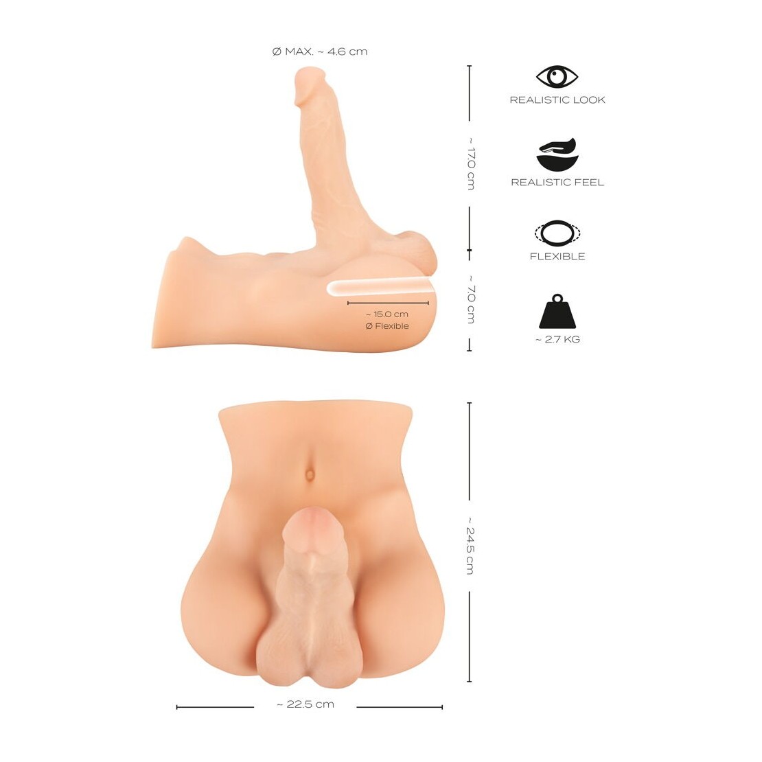 MASTURBATORE MEZZO BUSTO REALISTICO DI UOMO CON...