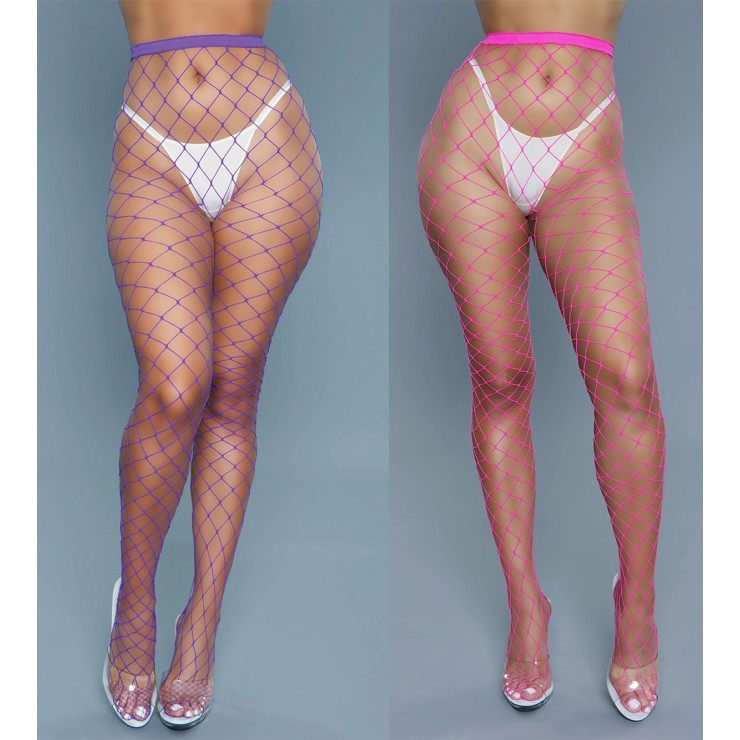 COLLANT SEXY A RETE LARGA CON PIEDE VIOLA & FUCSIA