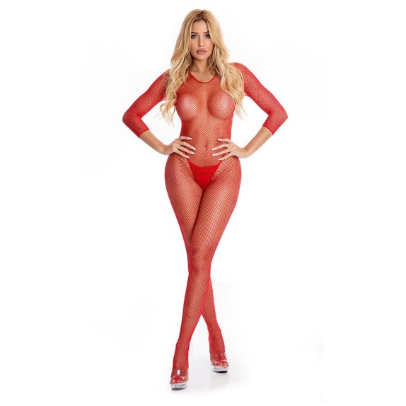 BODYSTOCKING SEXY PER DONNA IN RETE APERTA CON MANICA RISQUE CROTCHLESS