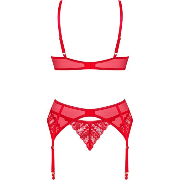 COMPLETO INTIMO SEXY ROSSO PER DONNA DUE PEZZI CON REGGISENO APERTO INGRIDIA