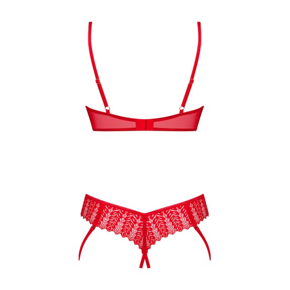 COMPLETO INTIMO SEXY ROSSO PER DONNA DUE PEZZI CON REGGISENO APERTO INGRIDIA
