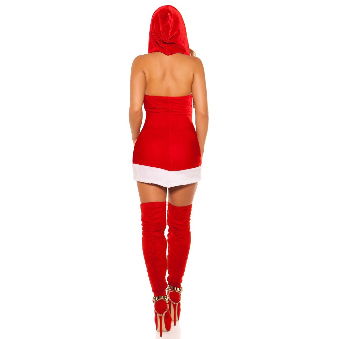 MINI ABITO SEXY DA BABBA NATALE CON CAPPUCCIO 