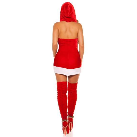 COSTUME DA BABBA NATALE SEXY CON CAPPUCCIO