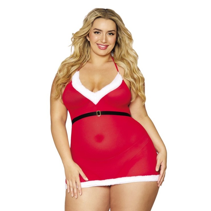 BABYDOLL SEXY DA BABBA NATALE DONNA CON CINTURA