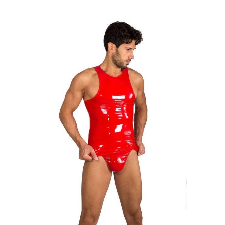 CANOTTA SEXY PER UOMO IN PVC ROSSO EROS VENEZIANI 2