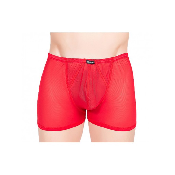 BOXER ROSSO IN MICRORETE SEXY PER UOMO EFFETTO VEDO/NON...