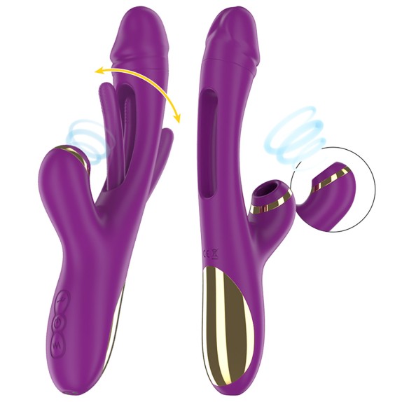 VIBRATORE RABBIT CON LINGUA OSCILLANTE E SUCCHIA CLITORIDE SEX TOY ATENEO