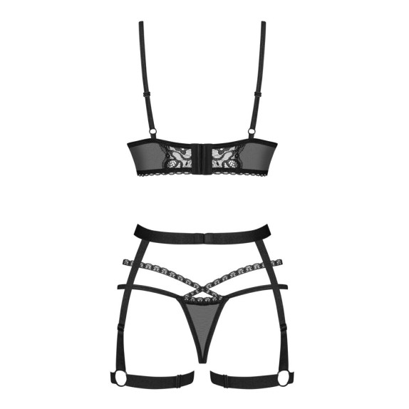 COMPLETO INTIMO 3 PEZZI SEXY DA DONNA IN PIZZO CON APERTURE BLOMENTIS