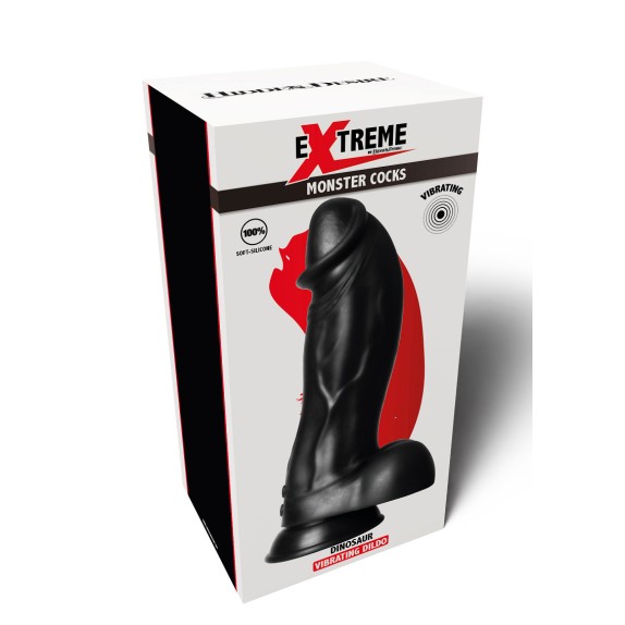 FALLO NERO VIBRANTE CON VENTOSA E TESTICOLI IN SILICONE