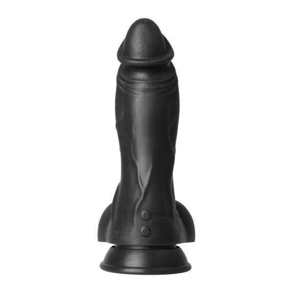 FALLO NERO VIBRANTE CON VENTOSA E TESTICOLI IN SILICONE