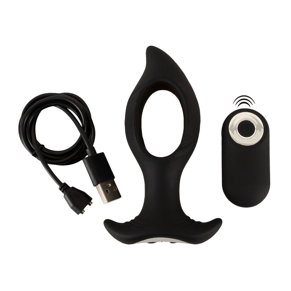 PLUG ANALE CON FORO CENTRALE VIBRANTE SEX TOY...
