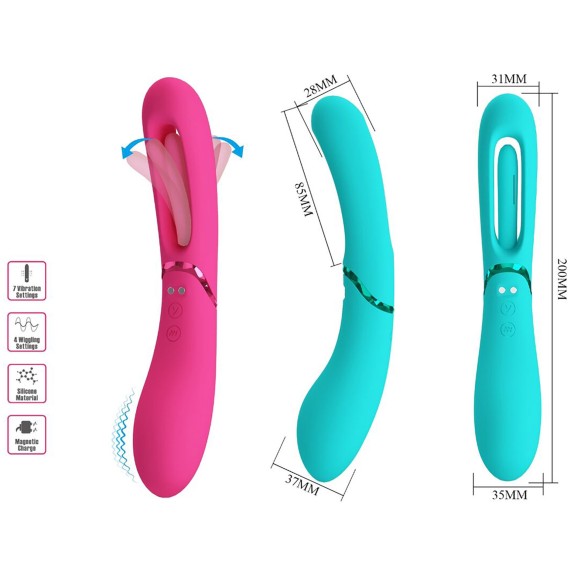 VIBRATORE DOPPIO USO VAGINALE SEX TOY CON LINGUA CHE SI MUOVE LEXIE