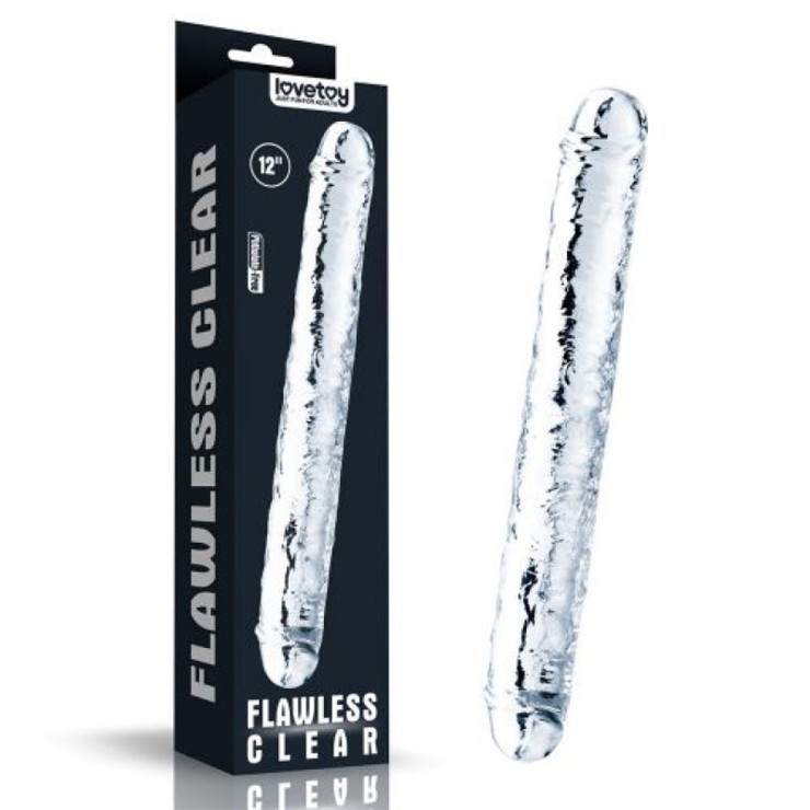 FALLO DOPPIA TESTA TRASPARENTE 30 CM SEX TOY FLAWLESS CLEAR