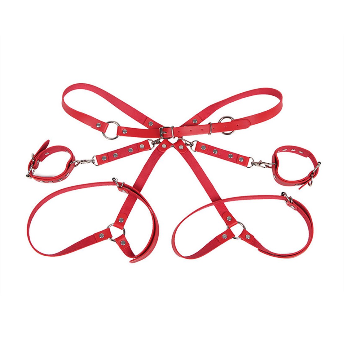 HARNESS PER GLUTEI ROSSO CON INCROCIO E MANETTE...