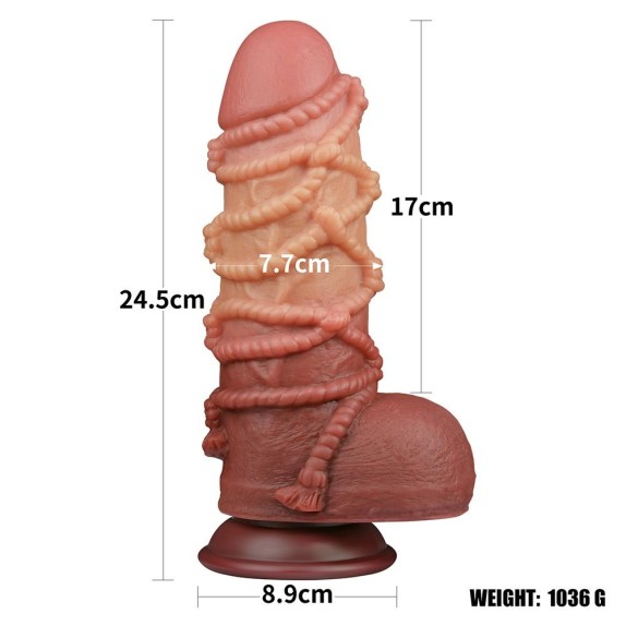 FALLO DI GRANDI DIMENSIONI IN SILICONE CON CORDA IN RILIEVO LOVETOY