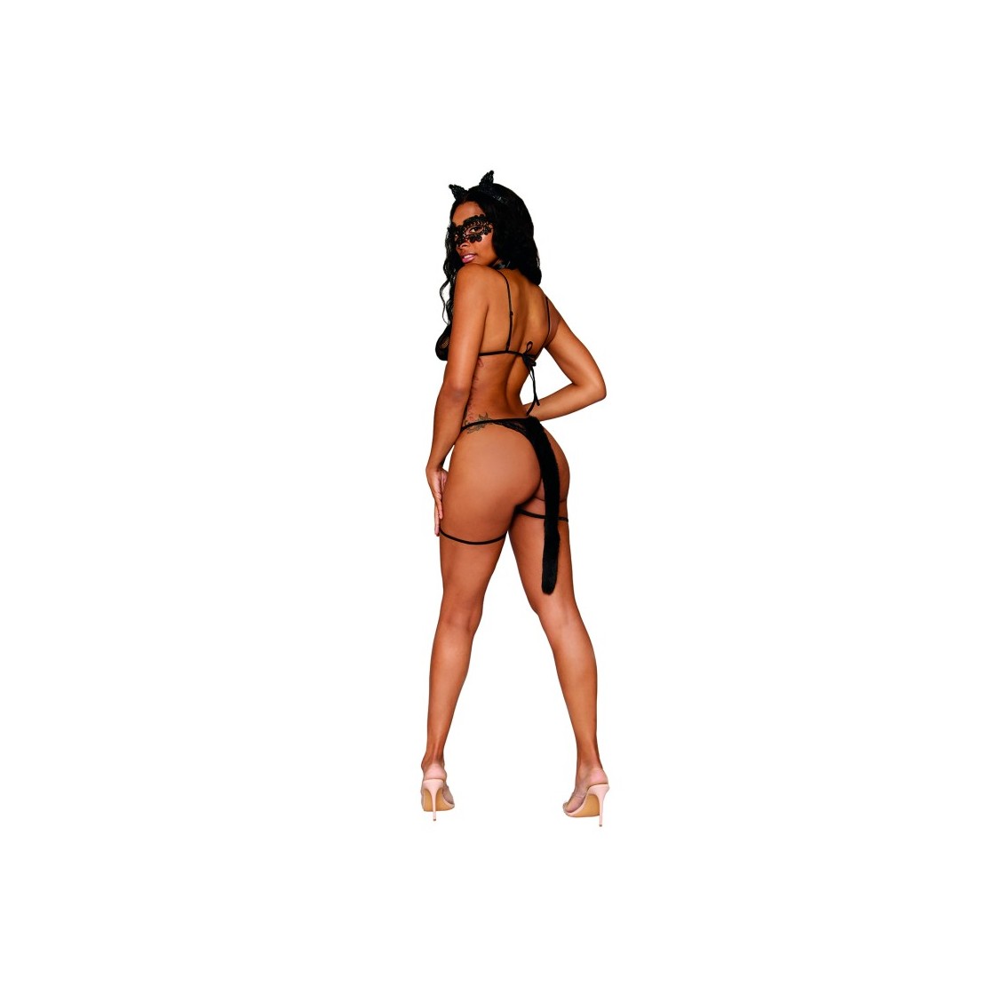 COSTUME TRAVESTIMENTO DA GATTA SET 5 PEZZI BODY...