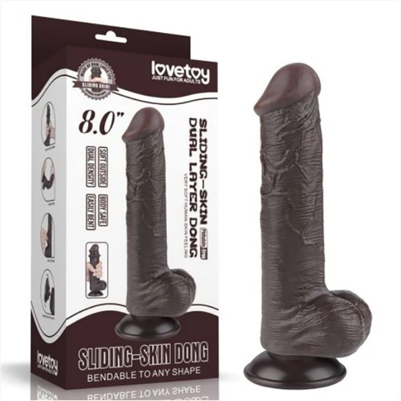FALLO REALISTICO SEX TOY A DOPPIA DENSITA' CON PELLE SCORREVOLE 8.0"