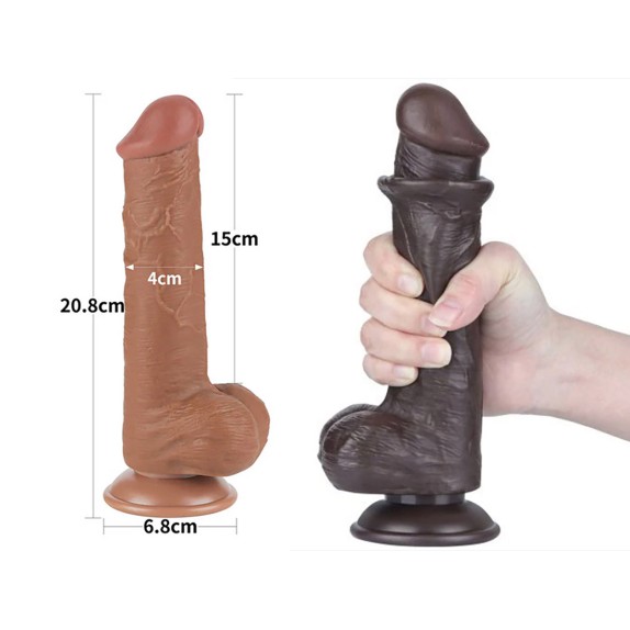 FALLO REALISTICO SEX TOY A DOPPIA DENSITA' CON PELLE SCORREVOLE 8.0"