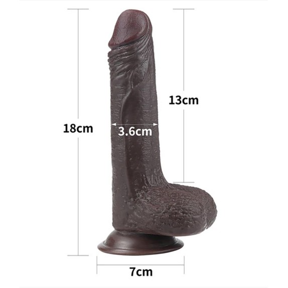 DILDO REALISTICO MARRONE A DOPPIA DENSITA' CON TESTICOLI E VENTOSA 7.0"
