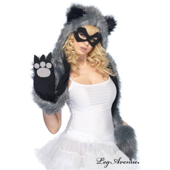 CAPPUCCIO CON MANICOTTI IN PELUCHE LEG AVENUE