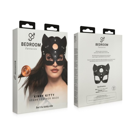 MASCHERA SEXY DA GATTINA IN FINTA PELLE CON ELASTICO E BORCHIE