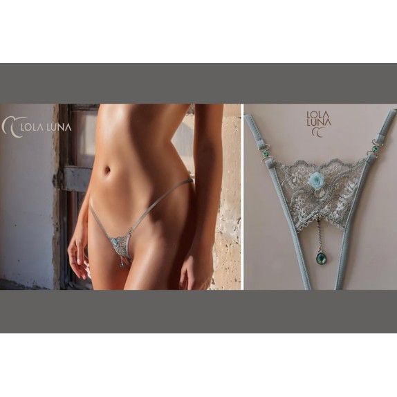 PERIZOMA SEXY PER DONNA APERTO DI QUALITA' TOP IN PIZZO GRIGIO LOLA LUNA SALSA