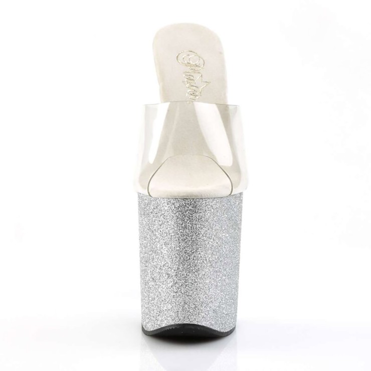SANDALI SEXY 20 CM CON GLITTER ARGENTO 2