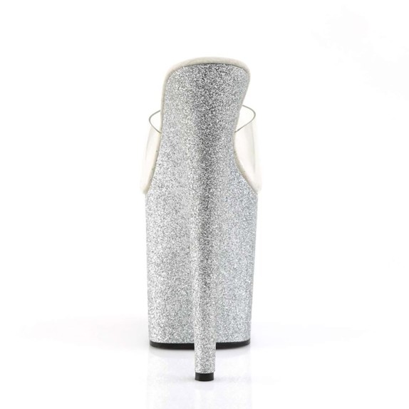 SANDALI SEXY 20 CM CON GLITTER ARGENTO