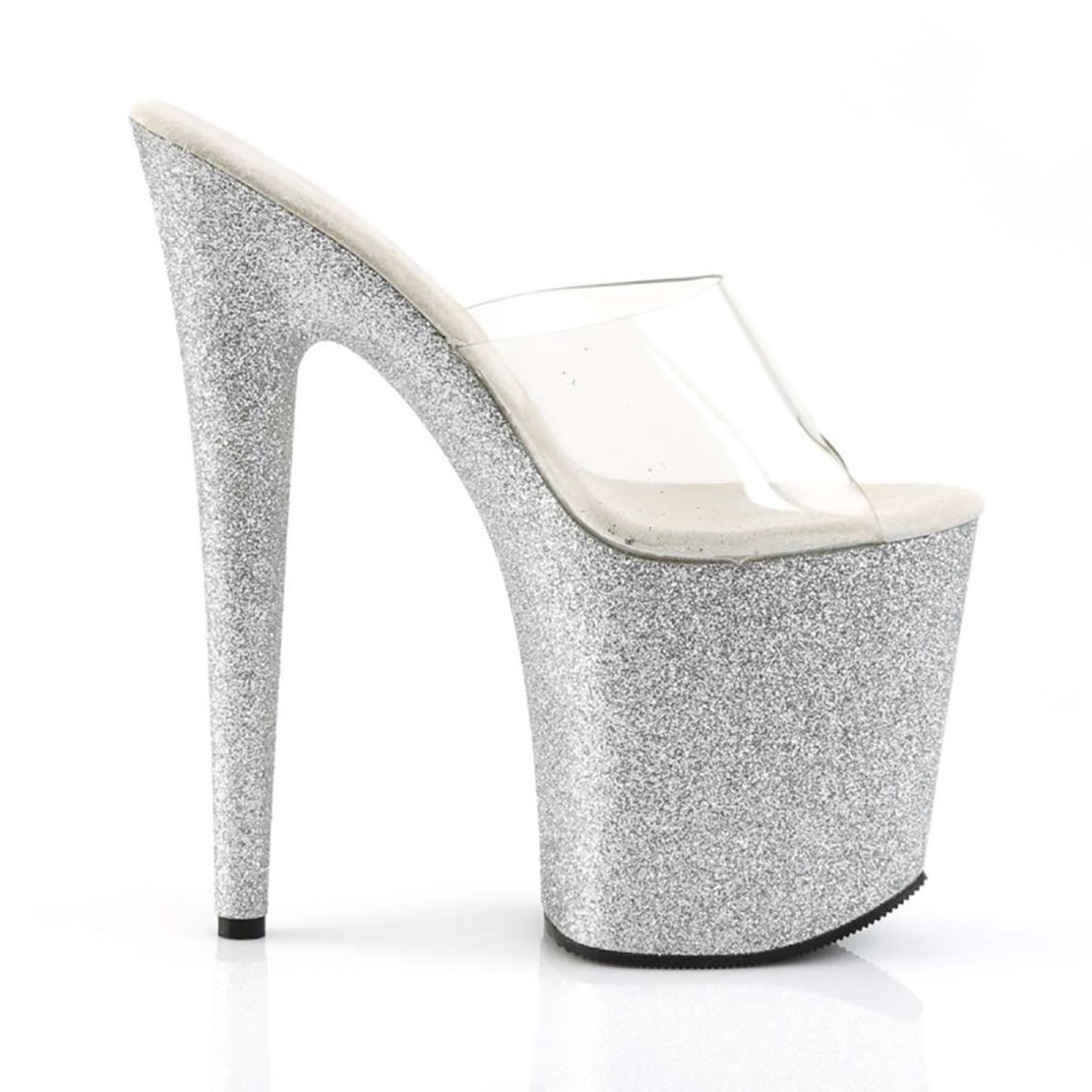 SANDALI SEXY 20 CM CON GLITTER ARGENTO