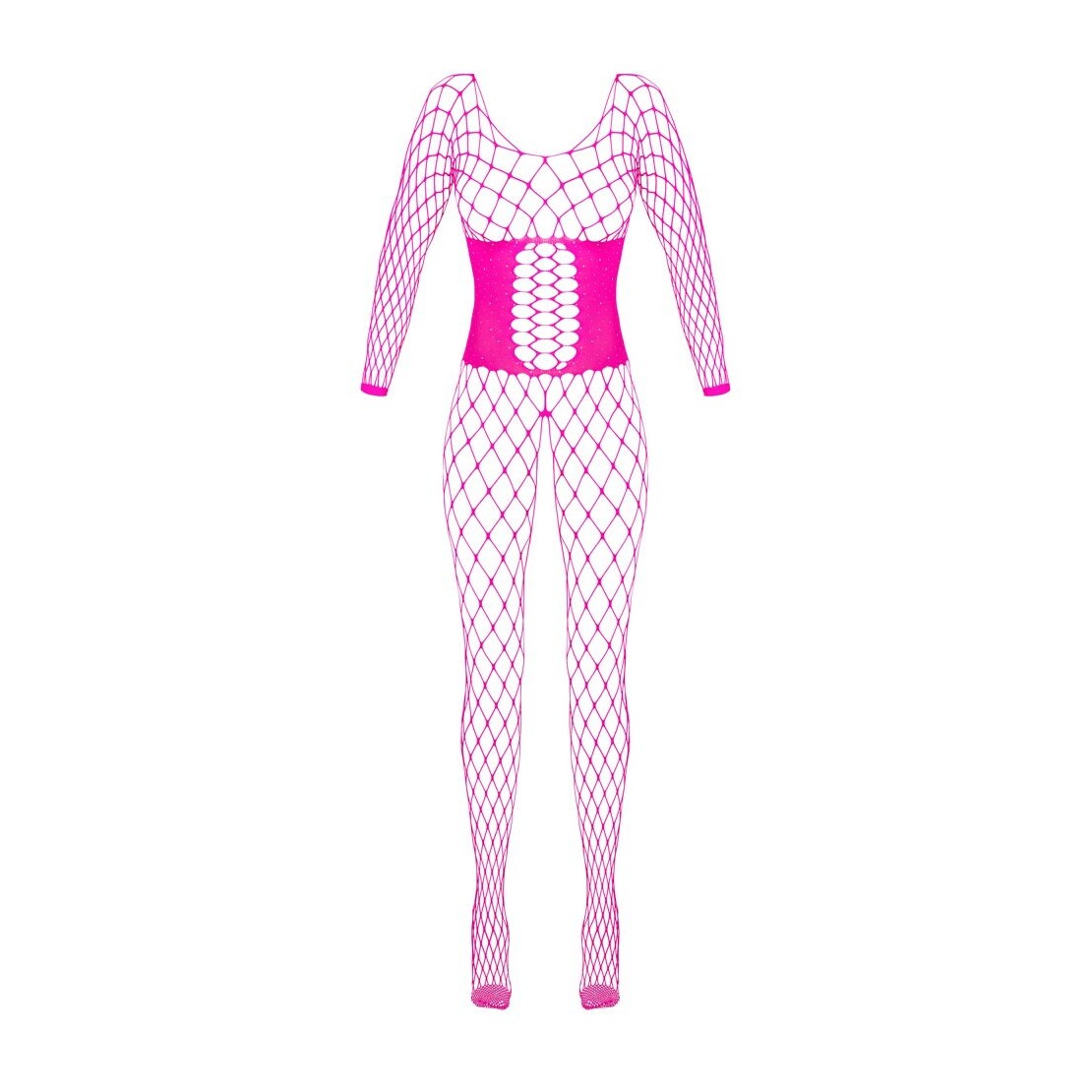 CATSUIT APERTA SEXY IN RETE FUCSIA CON STRASS...
