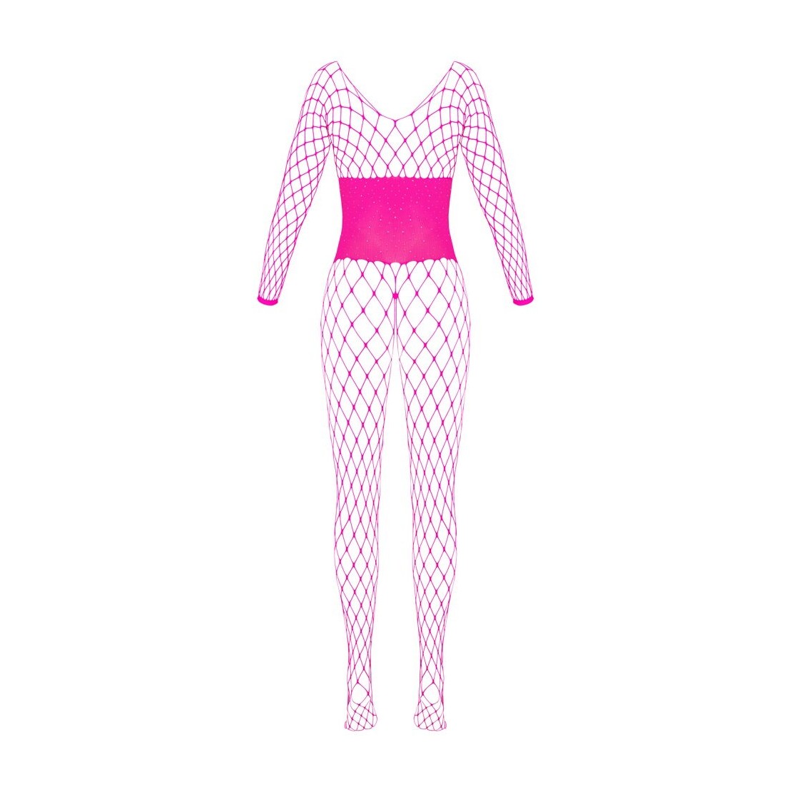 CATSUIT APERTA SEXY IN RETE FUCSIA CON STRASS...