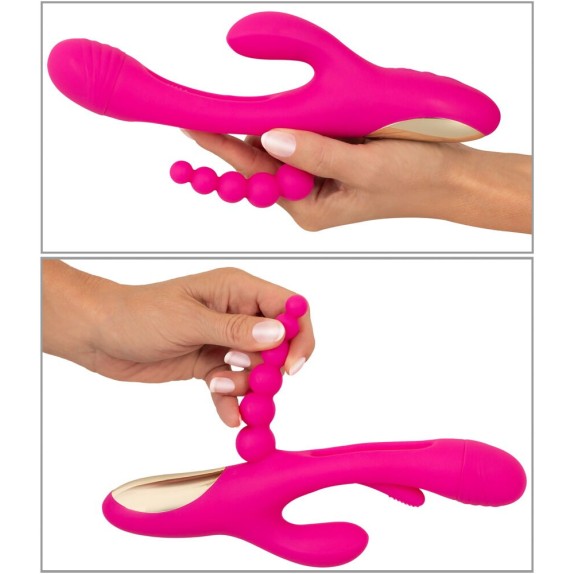 SEX TOY 3IN1 PER DONNA LINGUA INTERNA CON VIBRAZIONE SU CLITORIDE E PALLINE ANALI SMILE