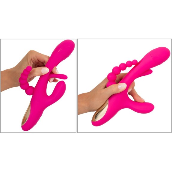 SEX TOY 3IN1 PER DONNA LINGUA INTERNA CON VIBRAZIONE SU CLITORIDE E PALLINE ANALI SMILE