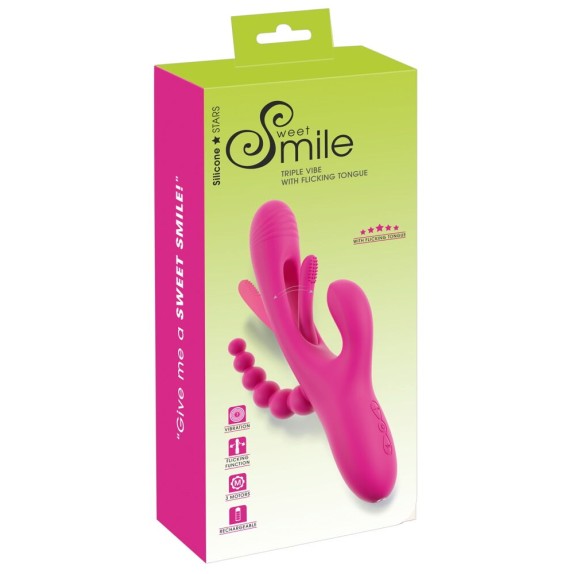 copy of SEX TOY 3IN1 PER DONNA LINGUA INTERNA CON VIBRAZIONE SU CLITORIDE E PALLINE ANALI SMILE