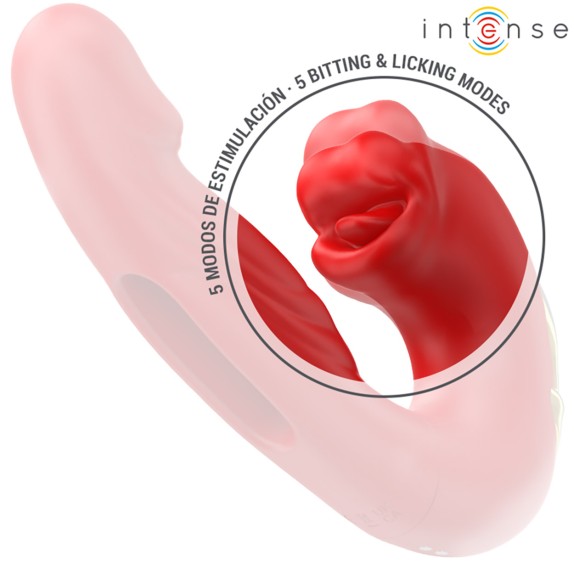 VIBRATORE CON LINGUA INTERNA PUNTO G & ESTERNA CLITORIDE CON BOCCA VIBRANTE