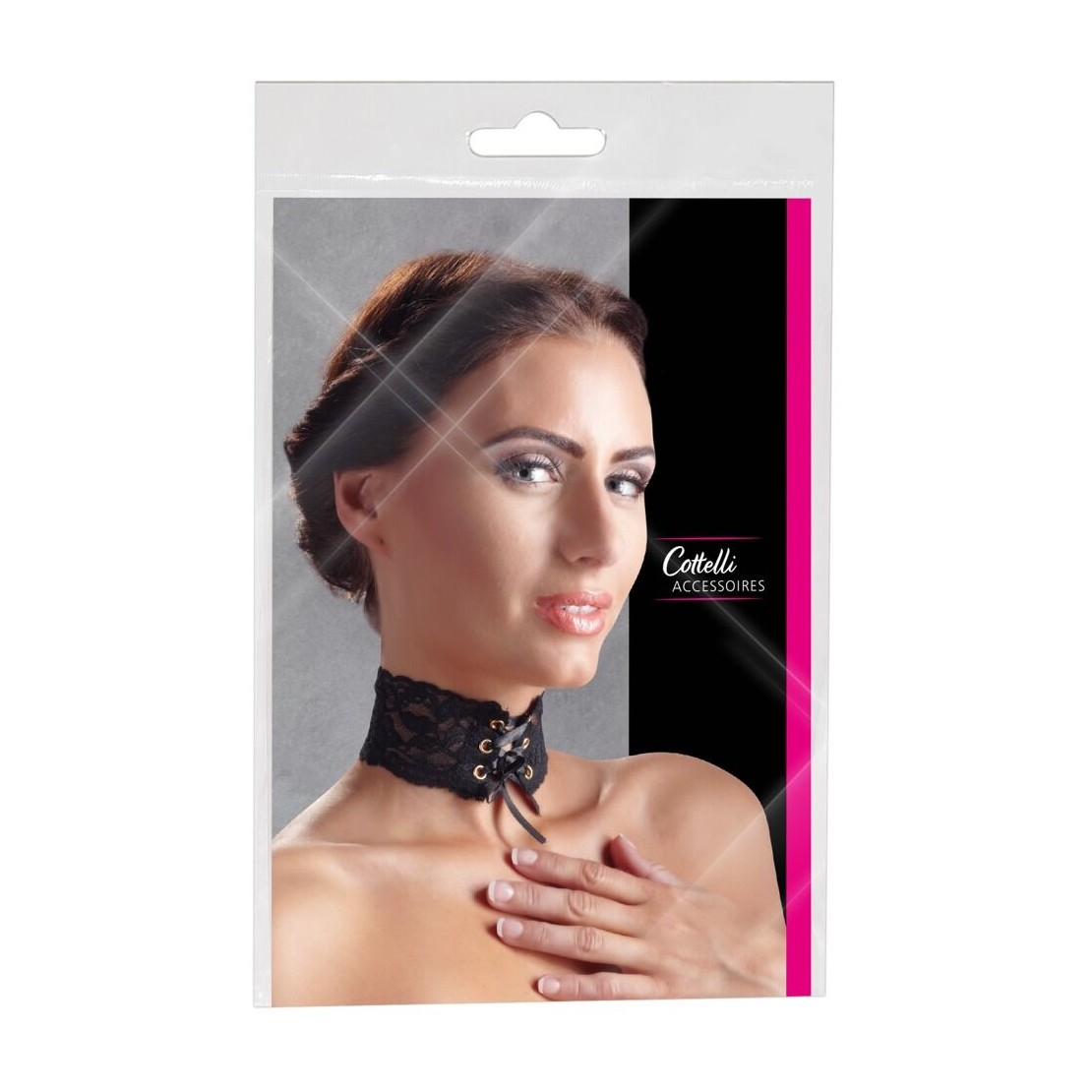 COLLARINO IN PIZZO SEXY NERO RICAMATO CON...