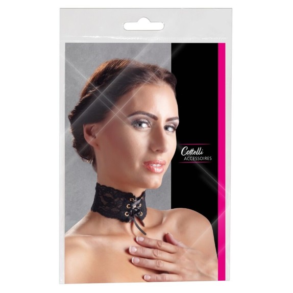 COLLARINO IN PIZZO SEXY NERO RICAMATO CON NASTRINI PER DONNA