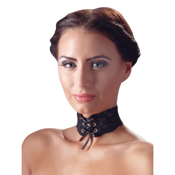 COLLARINO IN PIZZO SEXY NERO RICAMATO CON NASTRINI PER DONNA