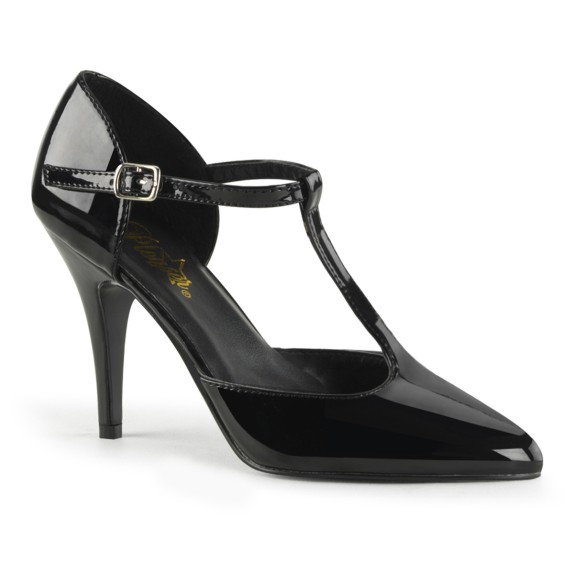 SANDALO ELEGANTE TACCO 10 CM NERO LUCIDO T-STRAP D'ORSAY