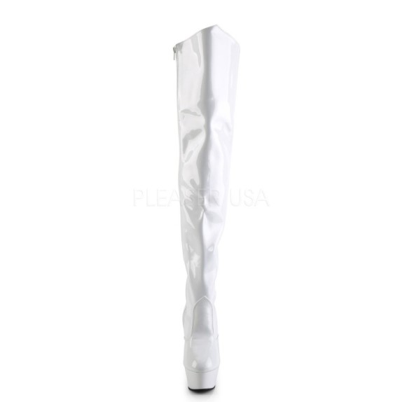 STIVALI ALTI BIANCHI SOLPRA AL GINOCCHIO CON CERNIERA TACCO 15 CM PLEASER