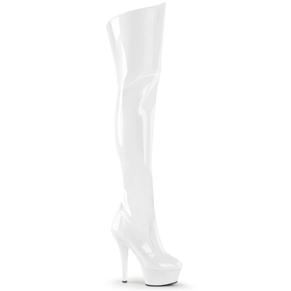 STIVALI ALTI BIANCHI SOLPRA AL GINOCCHIO CON CERNIERA TACCO 15 CM PLEASER