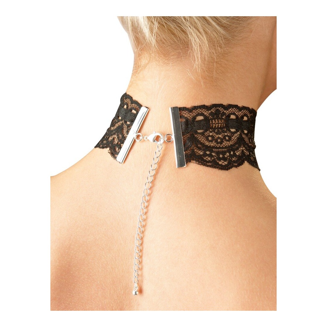 COLLARINO IN PIZZO NERO ELEGANTE CON CATENINA...